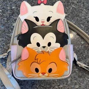 Disney Loungefly Mini Backpack: Gray Disney Cats